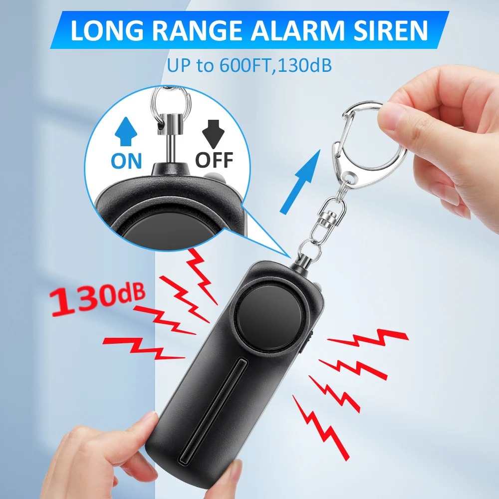 Personal Alarm Keychain - Selbstverteidigungsalarm, 130 dB, ultraklauter Alarm für
