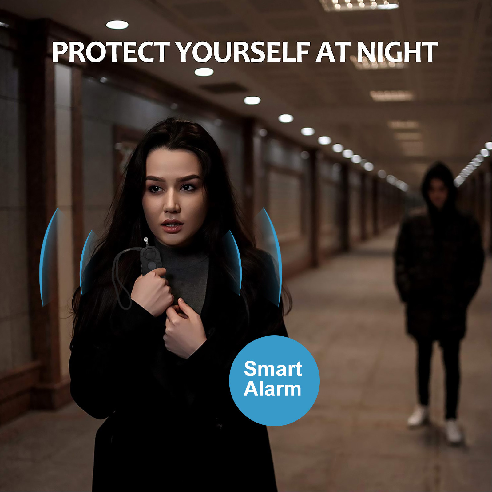 Personal Alarm Keychain - Persönlicher Alarm-Schlüsselanhänger mit LED-Anzeige für Reisen,
